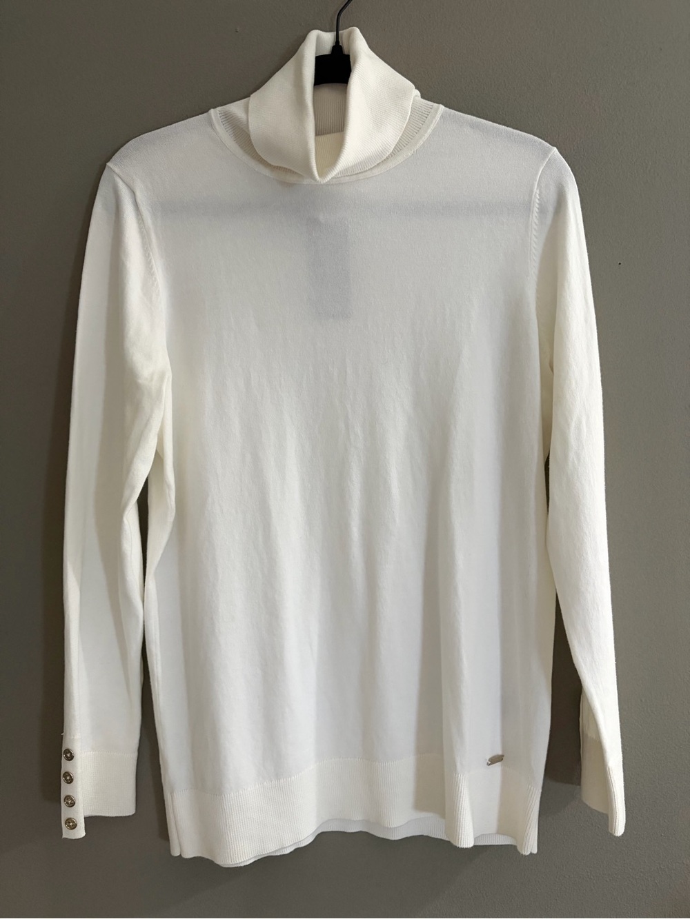 Tommy Hilfiger Turtleneck Cotton Blend Classic Long Sleeve Elevated Basic Ivy L